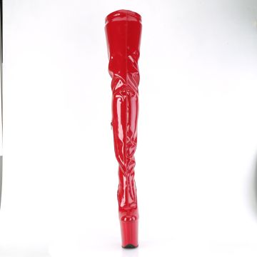 FLAMINGO-4000 Červené stehenní kozačky Pleaser - přední pohled