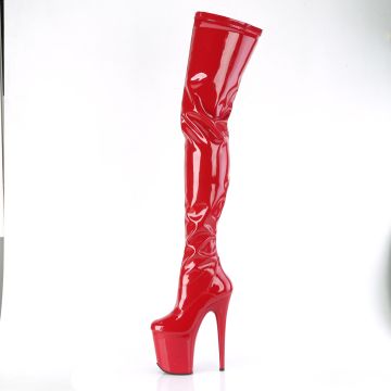 FLAMINGO-4000 Červené stehenní kozačky Pleaser - vnitřní pohled