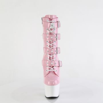 ADORE-1046TT Růžové kotníkové kozačky Pleaser - přední pohled ADORE-1046TT Růžové kotníkové kozačky Pleaser - přední pohled