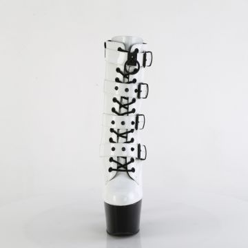 ADORE-1046TT Bílé kotníkové kozačky Pleaser - přední pohled ADORE-1046TT Bílé kotníkové kozačky Pleaser - přední pohled