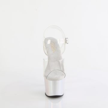 ADORE-708LQ Sexy stříbrné sandály Pleaser Pleaser - přední pohled ADORE-708LQ Sexy stříbrné sandály Pleaser Pleaser - přední pohled