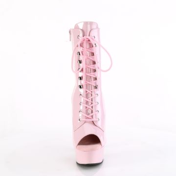 DELIGHT-1021 Růžové kotníčkové kozačky Pleaser - přední pohled