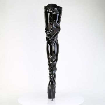 DELIGHT-4023 Černé stehenní kozačky Pleaser - zadní pohled DELIGHT-4023 Černé stehenní kozačky Pleaser - zadní pohled