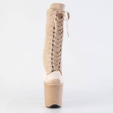 FLAMINGO-1045VEL Krémové pole dance kozačky Pleaser - přední pohled