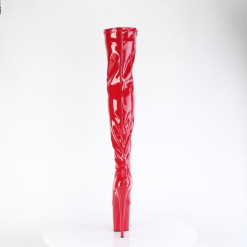 FLAMINGO-3000 Červené stehenní kozačky Pleaser - zadní pohled