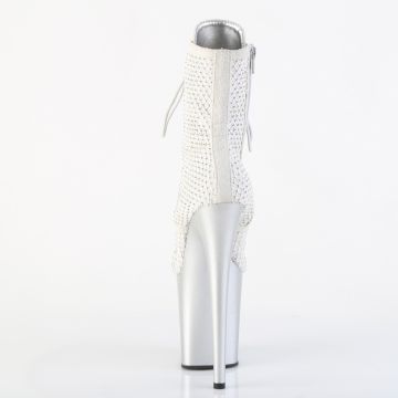 FLAMINGO-1020RM Stříbrné kotníkové kozačky Pleaser - zadní pohled