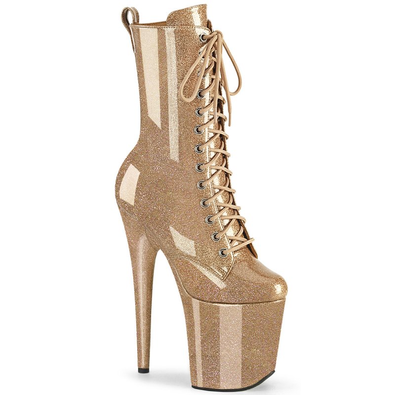 FLAMINGO-1040GP Zlaté kotníkové kozačky Pleaser