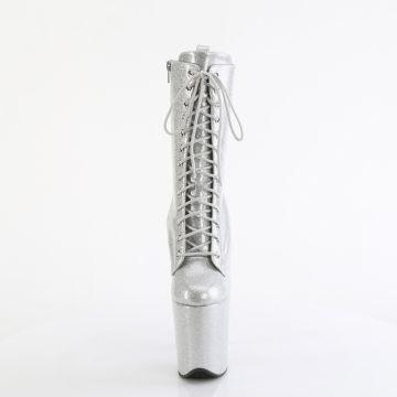 FLAMINGO-1040GP Stříbrné kotníkové kozačky Pleaser - přední pohled FLAMINGO-1040GP Stříbrné kotníkové kozačky Pleaser - přední pohled