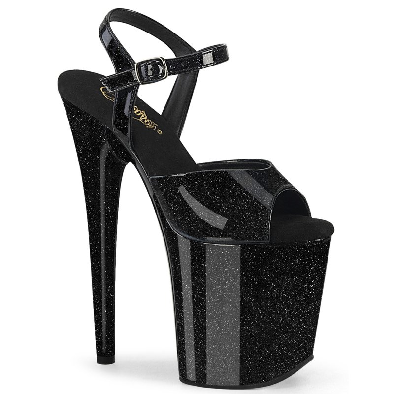 FLAMINGO-809GP Černé sandály Pleaser
