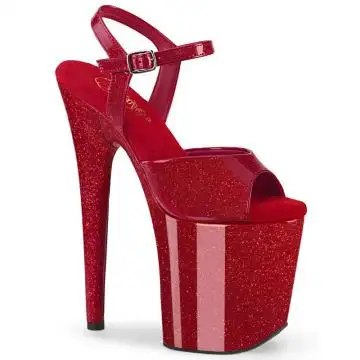 FLAMINGO-809GP Rudé sandály Pleaser