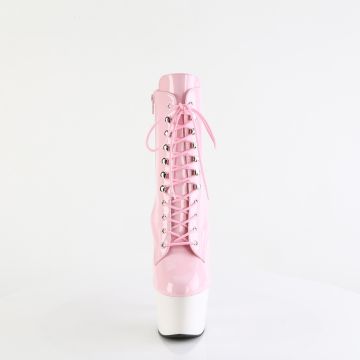 ADORE-1020 Růžovo bílé pole dance kozačky Pleaser - přední pohled