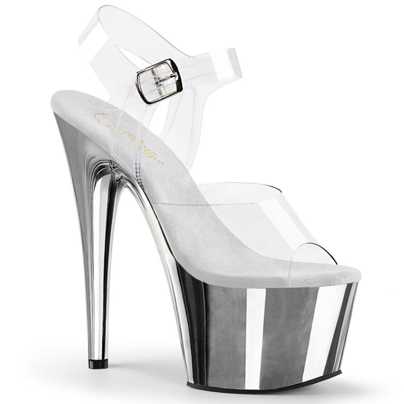 ADORE-708 Stříbrné sandály Pleaser