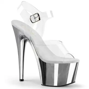 ADORE-708 Stříbrné sandály Pleaser