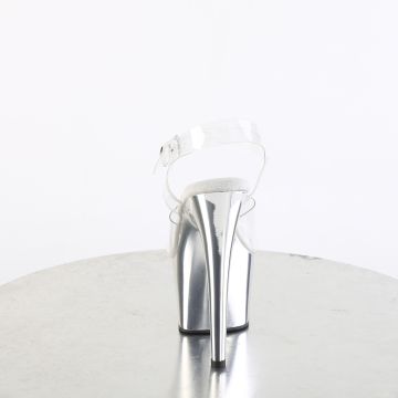 ADORE-708 Stříbrné sandály Pleaser Pleaser - zadní pohled ADORE-708 Stříbrné sandály Pleaser Pleaser - zadní pohled