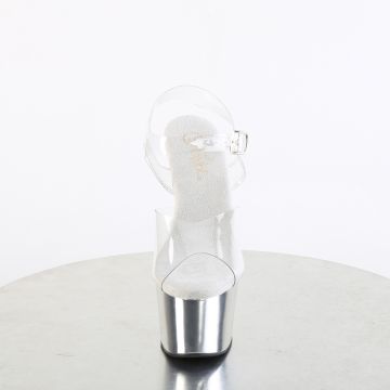 ADORE-708 Stříbrné sandály Pleaser Pleaser - přední pohled ADORE-708 Stříbrné sandály Pleaser Pleaser - přední pohled