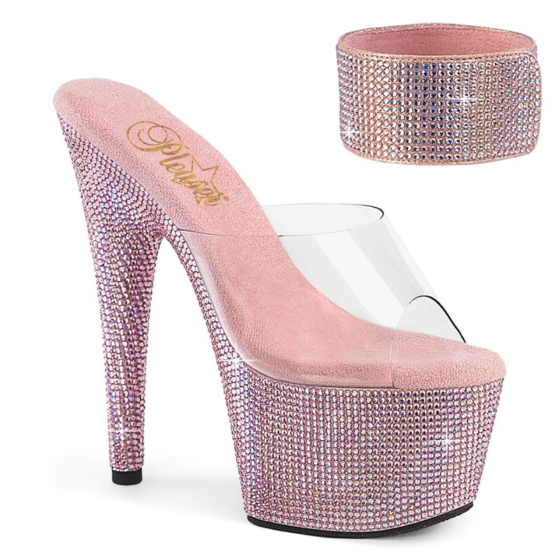 BEJEWELED-712RS Luxusní růžové pantofle Pleaser
