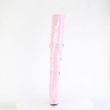 DELIGHT-3018 Růžové stehenní kozačky Pleaser - přední pohled