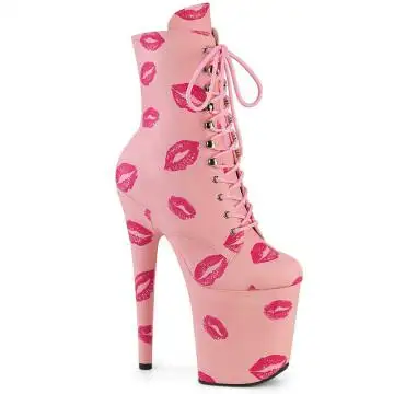 FLAMINGO-1020KISSES Růžové kozačky s polibky