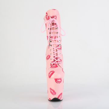 FLAMINGO-1020KISSES Růžové kozačky s polibky Pleaser - přední pohled FLAMINGO-1020KISSES Růžové kozačky s polibky Pleaser - přední pohled