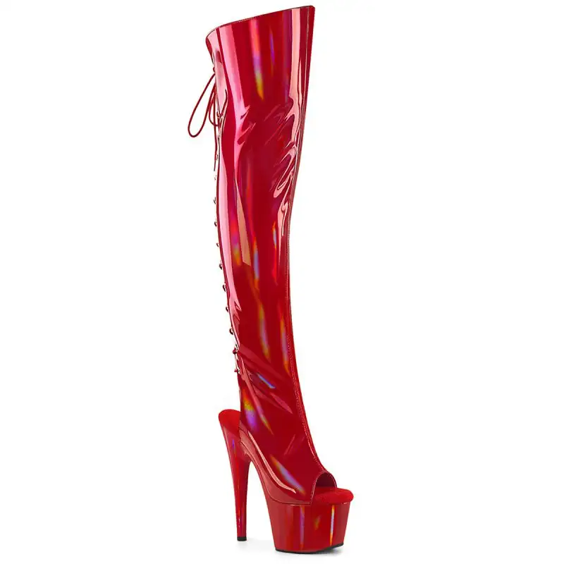 ADORE-3019HWR Červené kozačky Pleaser
