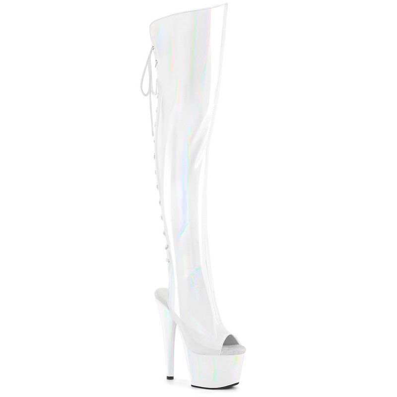 ADORE-3019HWR Bílé kozačky Pleaser