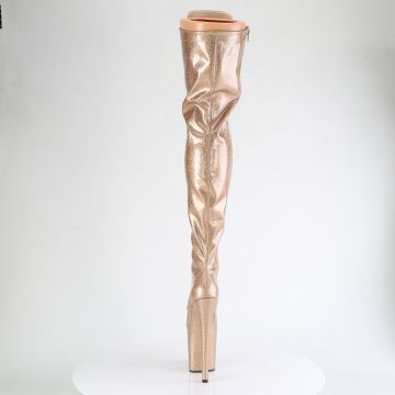 FLAMINGO-3020GP Zlaté stehenní kozačky Pleaser - zadní pohled