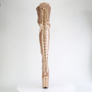 FLAMINGO-3020GP Zlaté stehenní kozačky Pleaser - přední pohled