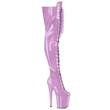 FLAMINGO-3020GP Fialkové kozačky nad kolena Pleaser