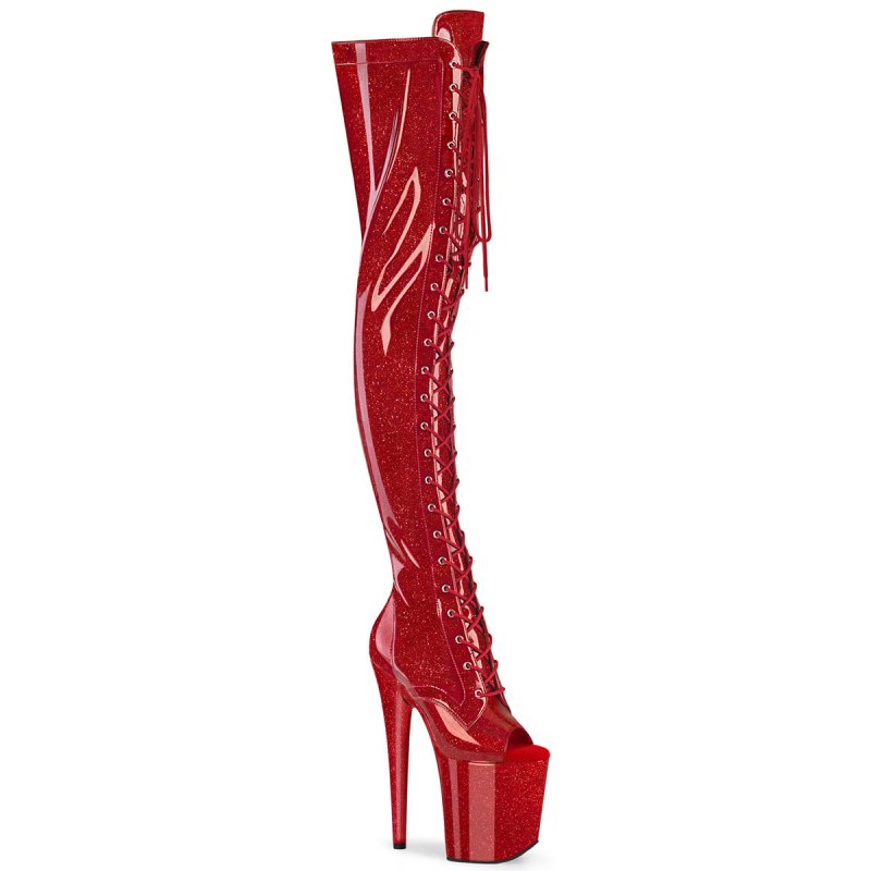 FLAMINGO-3021GP Červené sexy kozačky
