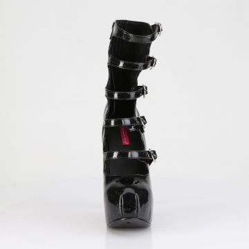 TEEZE-23 Páskové černé boty Bordello - přední pohled TEEZE-23 Páskové černé boty Bordello - přední pohled