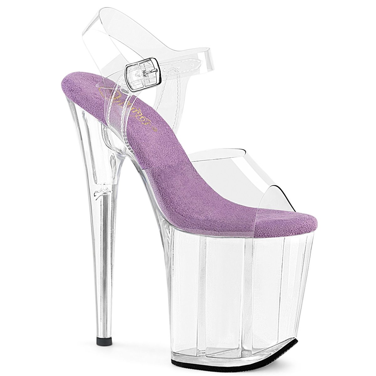 FLAMINGO-808 Průhledné taneční sandály s fialovou stelkou | FLAMINGO-808 Pleaser