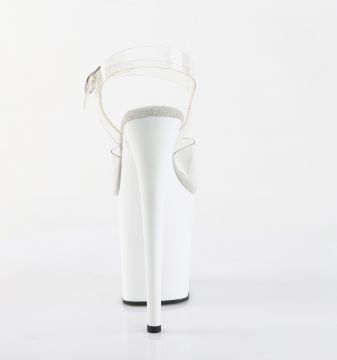 FLAMINGO-808 bílé taneční sandály Pleaser Pleaser - zadní pohled