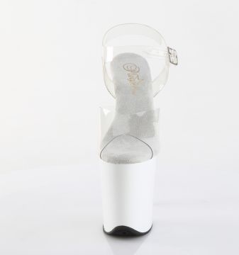 FLAMINGO-808 bílé taneční sandály Pleaser Pleaser - přední pohled