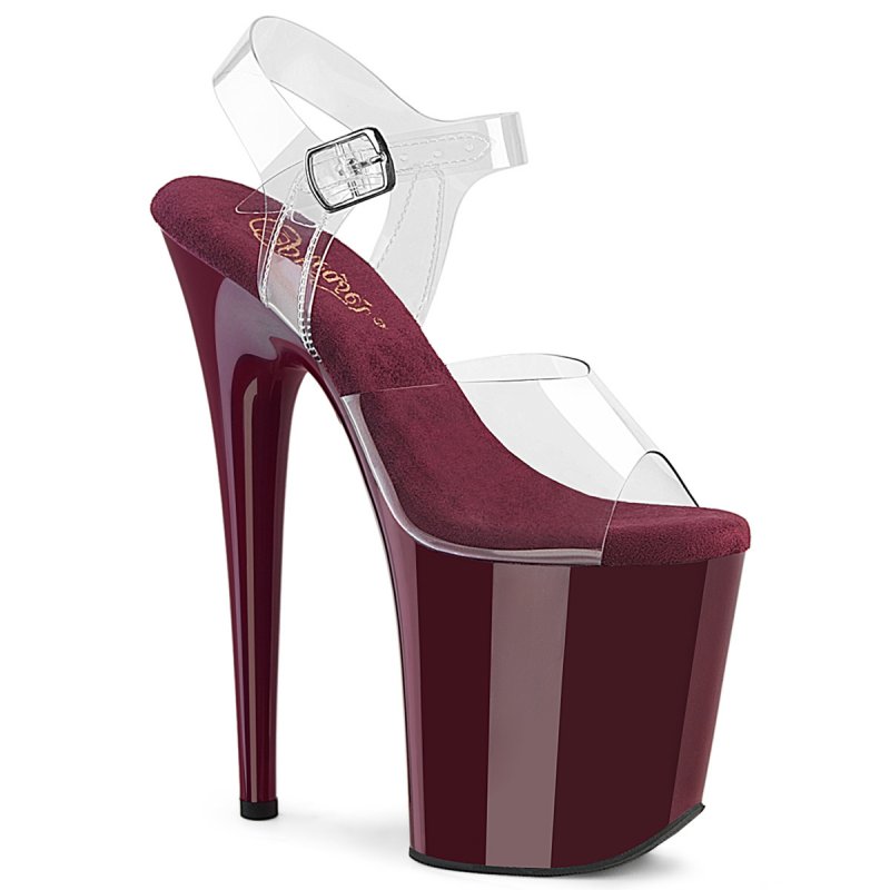 FLAMINGO-808 Rudé taneční sandály Pleaser