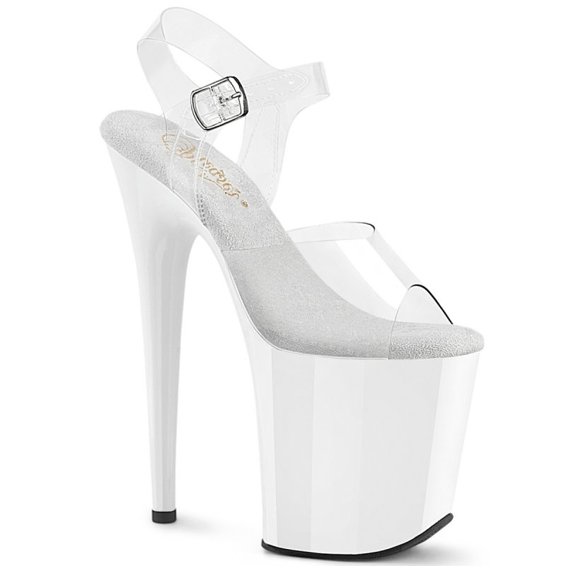 FLAMINGO-808 bílé taneční sandály Pleaser
