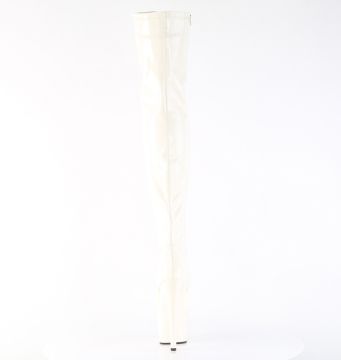 ADORE-3000 Šedobílé kozačky nad kolena Pleaser - zadní pohled ADORE-3000 Šedobílé kozačky nad kolena Pleaser - zadní pohled