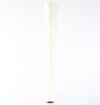 ADORE-3000 Šedobílé kozačky nad kolena Pleaser - přední pohled ADORE-3000 Šedobílé kozačky nad kolena Pleaser - přední pohled