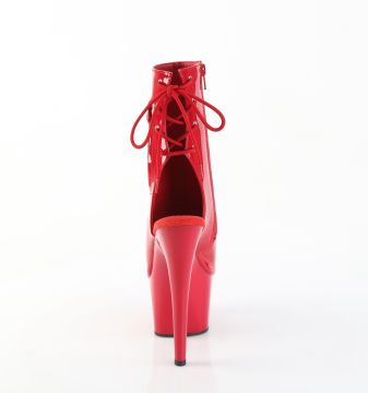 ADORE-1018 Červené kotníkové boty s otevřenou špičkou a patou Pleaser - zadní pohled