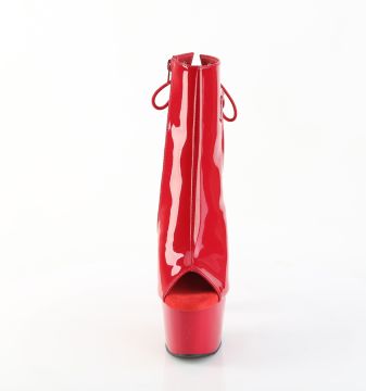 ADORE-1018 Červené kotníkové boty s otevřenou špičkou a patou Pleaser - přední pohled