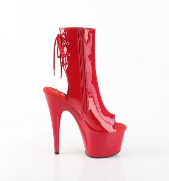 ADORE-1018 Červené kotníkové boty s otevřenou špičkou a patou Pleaser - vnější pohled