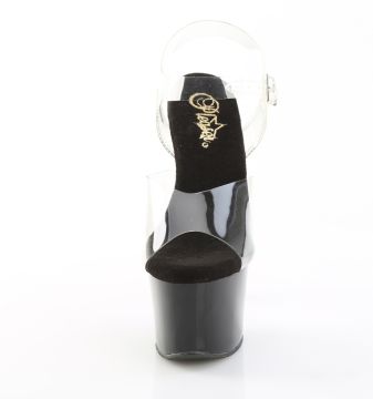 SKY-308CRS Černé luxusní sandály Pleaser Pleaser - přední pohled SKY-308CRS Černé luxusní sandály Pleaser Pleaser - přední pohled