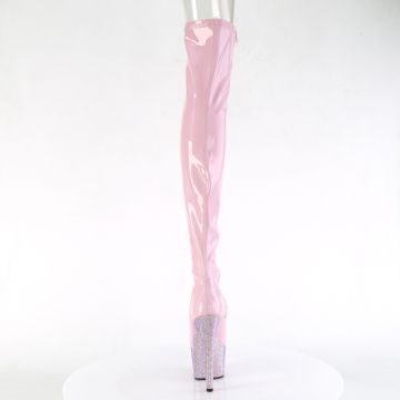 BEJEWELED-3011-7 Růžové luxusní kozačky na stehna Pleaser - zadní pohled BEJEWELED-3011-7 Růžové luxusní kozačky na stehna Pleaser - zadní pohled