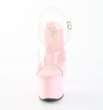 SKY-308 Růžové sandály na platformě Pleaser - přední pohled SKY-308 Růžové sandály na platformě Pleaser - přední pohled