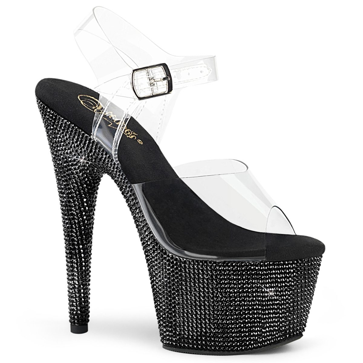 BEJEWELED-708DM Černé luxusní sandály Pleaser | BEJEWELED-708DM Pleaser