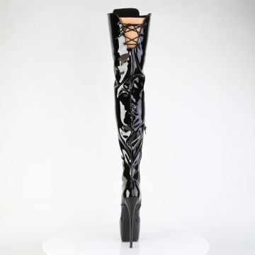 JUBILANT-4012 Černé domina kozačky na jehle Pleaser - zadní pohled