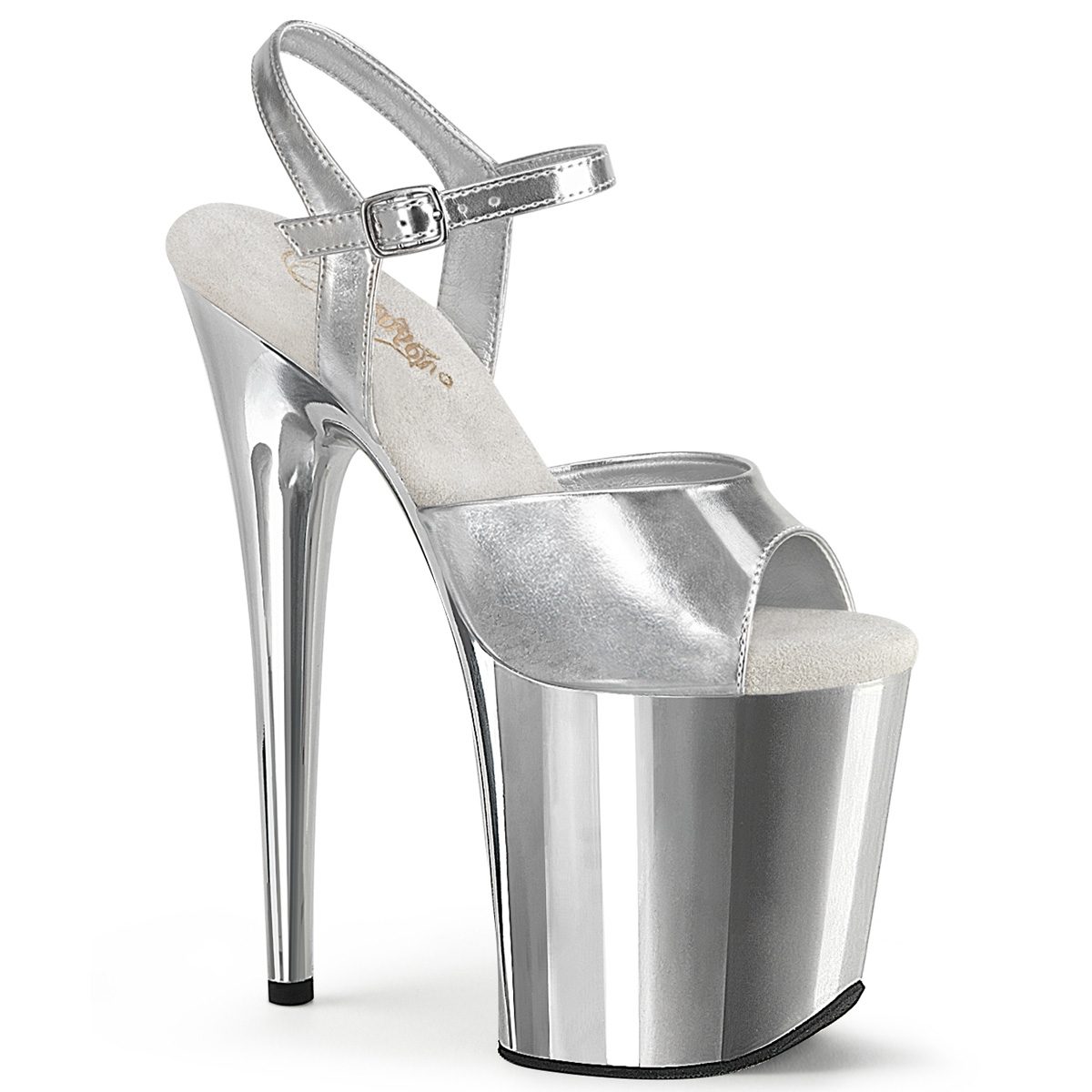 FLAMINGO-809 Pleaser - stříbrné sandály na extra podpatku | FLAMINGO-809 Pleaser