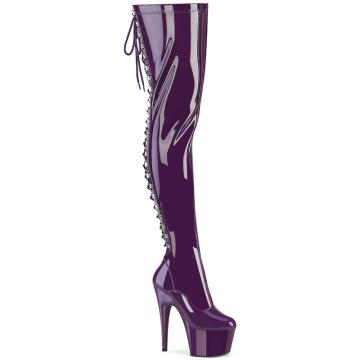 ADORE-3063 Fialové stehenní kozačky Pleaser
