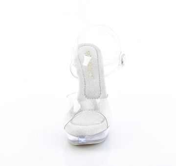 COCKTAIL-508 průhledné sandálky na podpatku Fabulicious - přední pohled