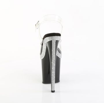 FLAMINGO-808MLS černé sexy sandály zdobené kamínky Pleaser - zadní pohled