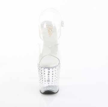 FLAMINGO-808TDRS průhledné sandály zdobené kamínky Pleaser - přední pohled